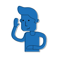 man raising one hand up icon image vector illustration design  blue color