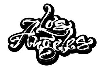 Los Angeles. Sticker. Modern Calligraphy Hand Lettering for Serigraphy Print