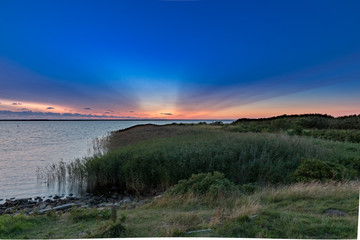 impressive sky after sunset at ringkobing fjord