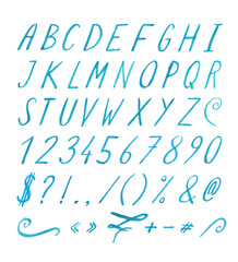 Handwritten font with punctuation marks