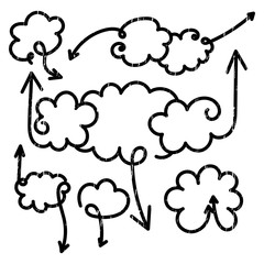 Set of speech bubbles with arrows