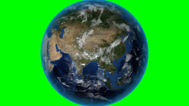 Afghanistan. 3D Earth in space - zoom in on Afghanistan outlined. Green screen background