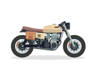 Vintage Classic Cafe Racer Motorcycle Illustration