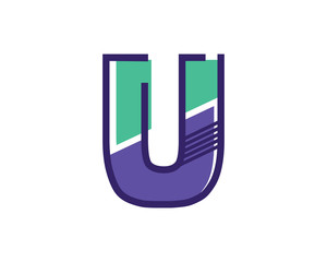 Modern U Alphabet Symbol Suitable For Technology Logo, Infographics, Print, Digital, Logo, Icon, Apps, T-Shirts and Other Marketing Material Purpose.