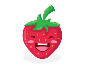 Healthy Happy Organic Fruit Character Illustration - Strawberry
