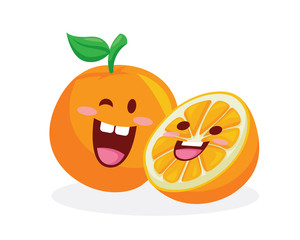 Healthy Happy Organic Fruit Character Illustration - Orange