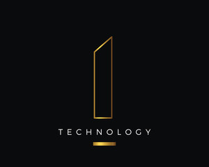 Modern Abstract Gold I Alphabet Logo, suitable for Technology, Multimedia, Photography, Marketing, Jewelry, and Other Business