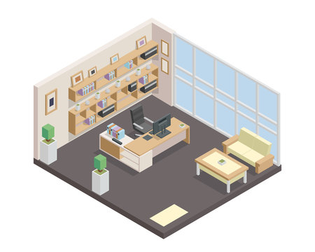 Modern Isometric  Design - Manager And CEO Workplace