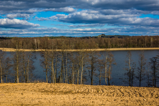Spring view of the lake and trees in Suwalski landscape park, Podlasie, Poland