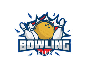 Modern Professional Isolated Sports Badge Logo - Bowling Club Association