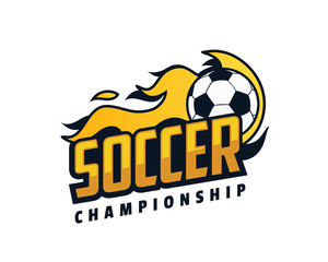 Modern Professional Isolated Sports Badge Logo - Flaming Soccer Championship