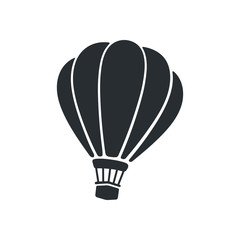 Naklejka premium Vector illustration. Silhouette of hot air balloon. Air transport for travel. Isolated on white background