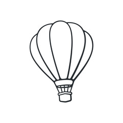 Fototapeta premium Vector illustration. Hand drawn doodle of hot air balloon. Air transport for travel. Cartoon sketch. Isolated on white background 