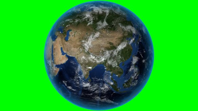 Armenia. 3D Earth in space - zoom in on Armenia outlined. Green screen background