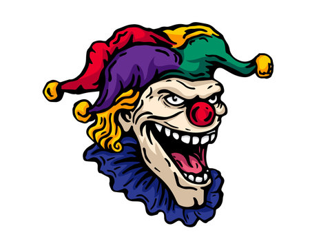 recommend clip art: Vintage Tattoo Art Illustration - Scary Clown Face Character