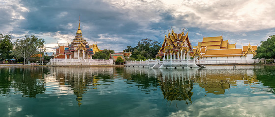 The Central pagoda designed water at Lai temple, Lopburi , Thailand