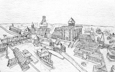 Pencil drawing, sketch