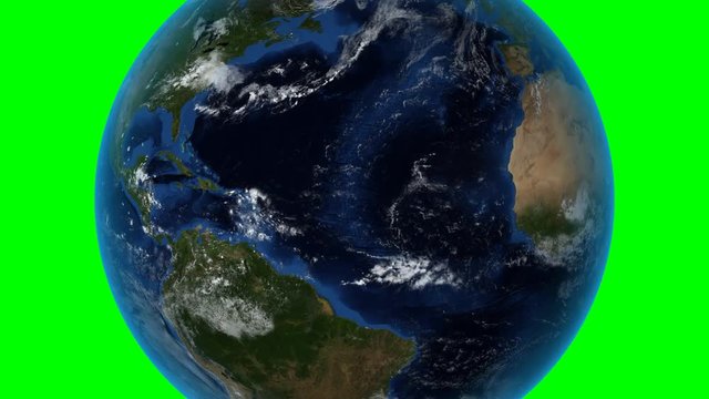 Bahamas. 3D Earth in space - zoom in on Bahamas outlined. Green screen background