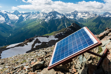 solar panel on the background of mountains