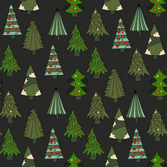 Obraz premium Vector Christmas seamless pattern with Christmas trees. 