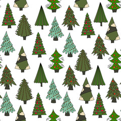 Vector Christmas seamless pattern with Christmas trees.
