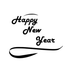 Happy New Year hand lettering on white background