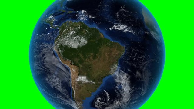 Bolivia. 3D Earth in space - zoom in on Bolivia outlined. Green screen background