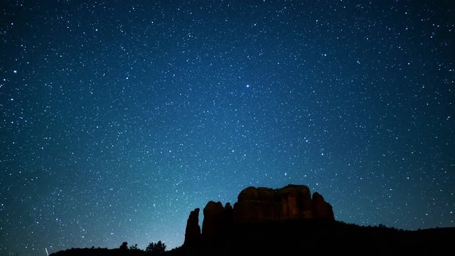 Sedona Milky Way Galaxy over Cathedral Rock Time Lapse