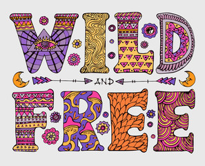 Wild and Free lettering