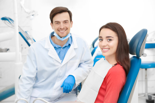 Young woman at dentist's office in clinic