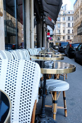 Modern outdoor cafe on sidewalk