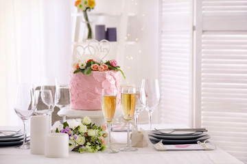 Beautiful table served for lesbian wedding