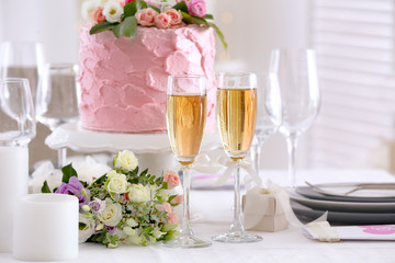 Beautiful table served for lesbian wedding