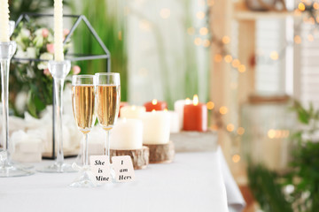 Beautiful table served for lesbian wedding