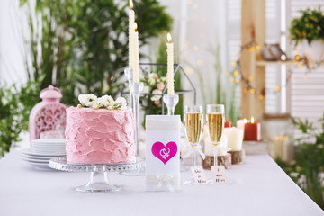Beautiful table served for lesbian wedding