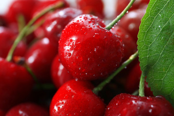 Fresh ripe cherries, close up