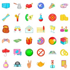 Big sale icons set, cartoon style