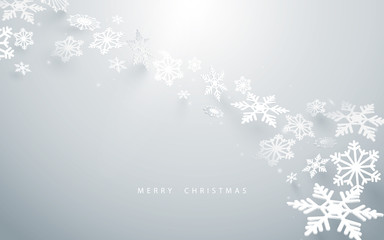 Merry Christmas and Happy new year. Abstract snowflakes in white background