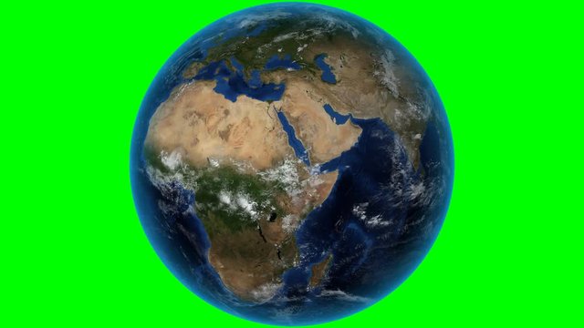 Burkina Faso. 3D Earth in space - zoom in on Burkina Faso outlined. Green screen background