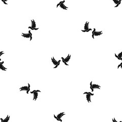 Wedding doves pattern seamless black
