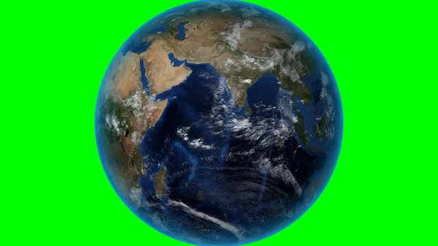 Burundi. 3D Earth in space - zoom in on Burundi outlined. Green screen background
