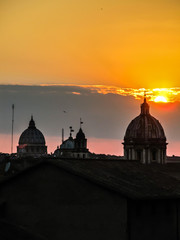 Sunset in Rome - cityscape with church domes