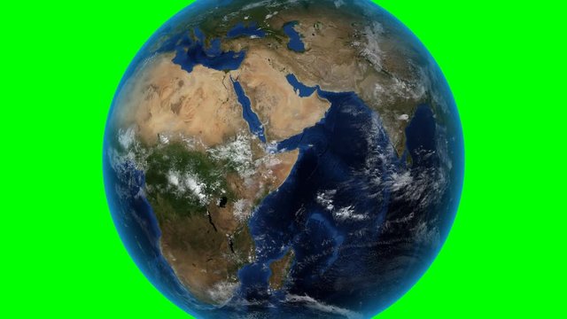 Cameroon. 3D Earth in space - zoom in on Cameroon outlined. Green screen background