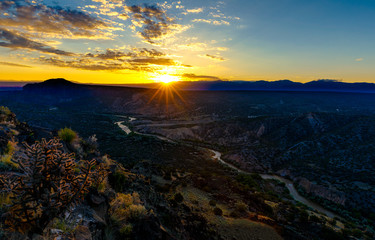 Sunrise over Rio Grande in Los Alamos New Mexico