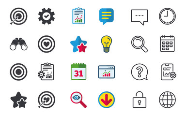Fototapeta premium Target aim icons. Darts board signs symbols.