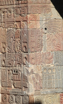 Reliefs on walls, Teotihuacan, Mexico  
