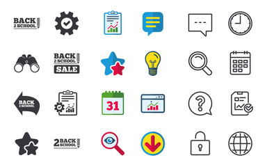 Fototapeta premium Back to school icons. Studies after the holidays.
