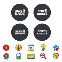 Best mom and dad, brother, sister icons.