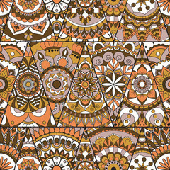 Seamless mandalas pattern. Vintage decorative elements with mandala. Hand drawn mandala background. Islam, Arabic mandala, Indian, mandala ottoman motifs. Perfect for printing on fabric or paper.