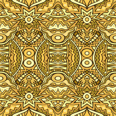 Ethnic seamless pattern in golden colors.